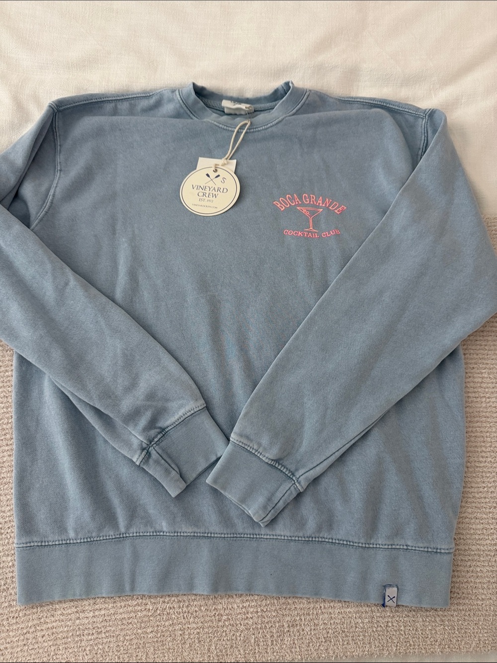 NWT Vineyard Crew women’s Crewneck Sweatshirt in Dusty Blue - Boca Grande